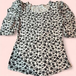 Floral Black and White Women's Top